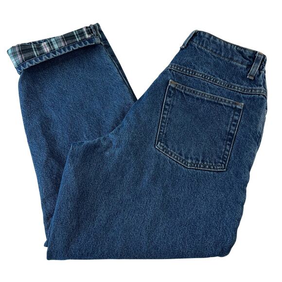 L.L.Bean Denim - L.L. Bean Flannel Lined Women's Blue Jeans Size 12 Petite Original Relaxed Fit